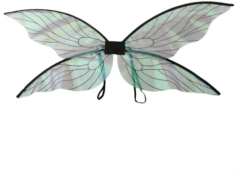Rackumic Ailes de cigale pour princesse en fil léger en forme de papillon avec bretelles élastiques pour Halloween, carnaval, photographie, performance sur scène (noir)