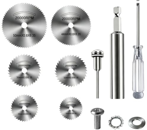 Auravale 6 PCS Discos de Corte HSS para Dremel Madera Metal Plástico Cortar | Sierra Circular Hojas de Taladro Accesorios para Herramientas Rotativas Mini HSS Disco Multifunción Corte Preciso Madera