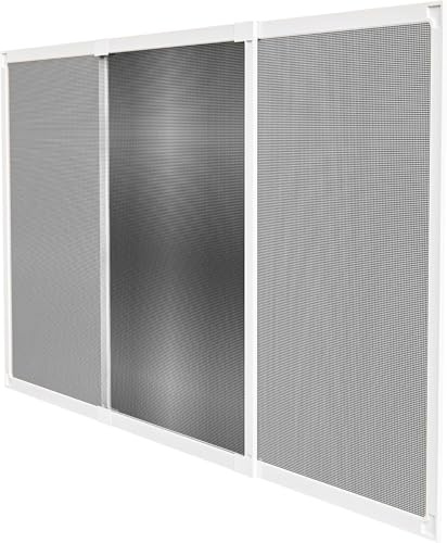 Mosquitera extensible de aluminio, Mosquitera fija extensible color blanco, Negro o Bronce adaptable a ventanas, anti-insectos (mosquitos o moscas). (Blanca/Blanca 50x70/130)