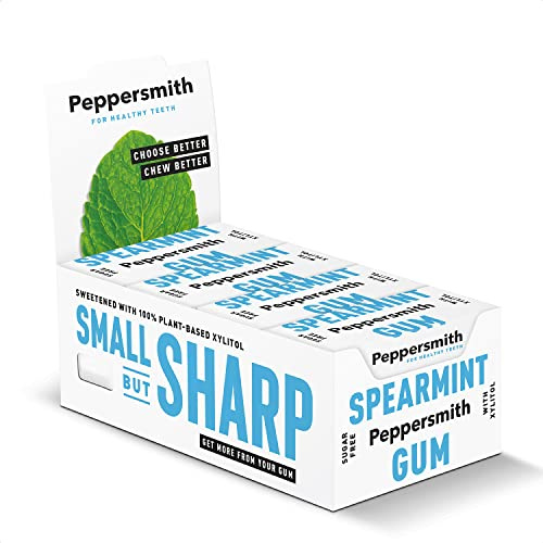 Peppersmith 100% Xylitol Chewing Gum, Fine English Spearmint, 10 Pellets 15 g (Pack of 12, Total 120 Pellets)