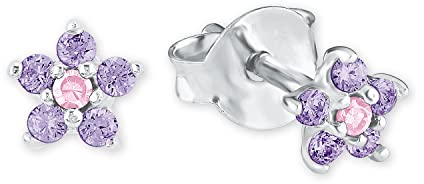 Prinzessin Lillifee Kinder-Ohrstecker Mädchen Stern 925 Silber Zirkonia lila rosa