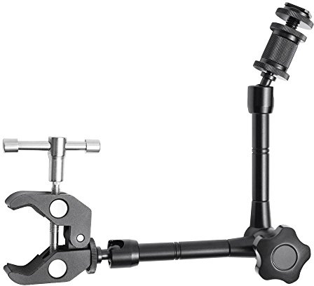 fotoconic 11 / 28cm Articulating Friction Magic Arm & Large Adjustable Super Rod Clamp Pliers Clip with 1/4 and 3/8 Thread for DSLR Camera Rig, LCD Monitor, LED Lights, Flash Light