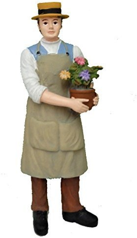 Melody Jane Dolls House People Man with Flowers in Pot Gardener Resin Figure