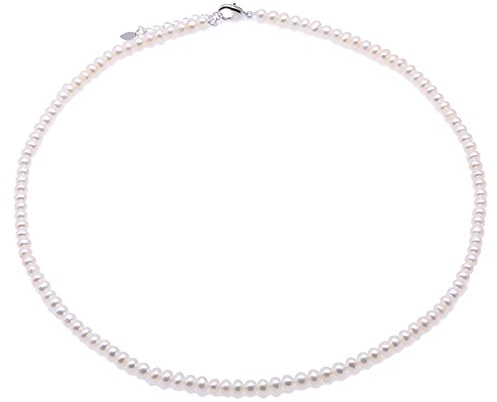 JYX perlenkette weiß suesswasser perlenkette Perlenschmuck Sets - Kleine Größe 5-6 mm weiße Süsswasser Perlenkette Hochzeit 18