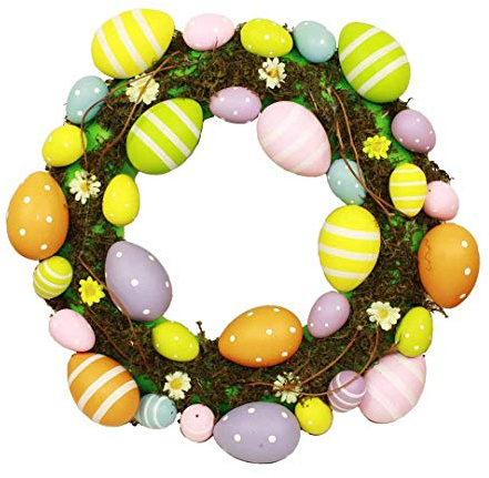 HAAC Eierkranz Ostereier Eier Deko Kranz Türkranz Frühling Ostern 55 cm Farbe bunt