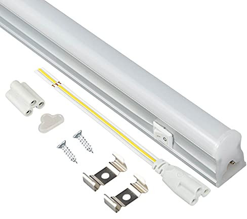 Popp Regletas Tubo LED T5 Alumino+Pc Conexión Dos Laterales 18W Luz Neutra 4000K fluorecente 120cm, para cocinas,armarios,trastero (18W 4000K 120cm)