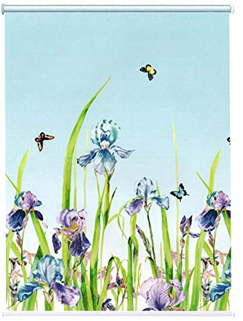HWF 100% Blackout Window Roller Shade Floral Patterned, Roller Blinds for Living Room/Office/Bedroom, 60/80/100/120/140 cm Wide (Size : 140x120cm)