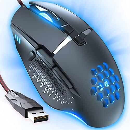 CYD C303 Kabelgebundene Gaming-Mäuse mit 7200 DPI Sensor, Gaming-Mäusen mit 1.6m Kabel, Gaming-Maus USB Anschluss PC/Notebook mit LED RGB-Beleuchtung
