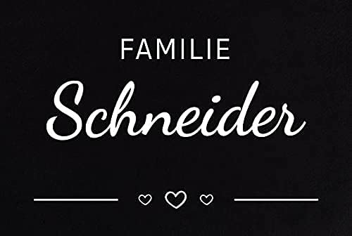 Manilu Personalisierte Fußmatte | Fußmatte Familie personalisiert | Fußmatte für Paare & Familien | Heimathafen | Herzdesign (Familie #3)