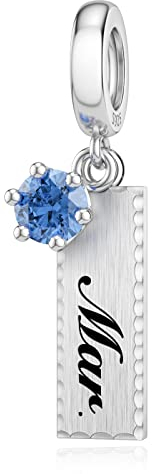 März Geburtsstein Charms für Pandora Armbänder Runde Kronenform