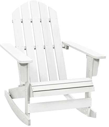 INLIFE Garten-Schaukelstuhl Holz Weiß
