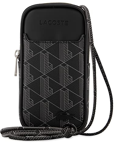 Lacoste Herren Handytasche Phone Holder,Lederimitat (100% PVC), Handtasche Smartphonetasche Umhängetasche,SCHWARZ (H45),Einheitsgröße (One Size)