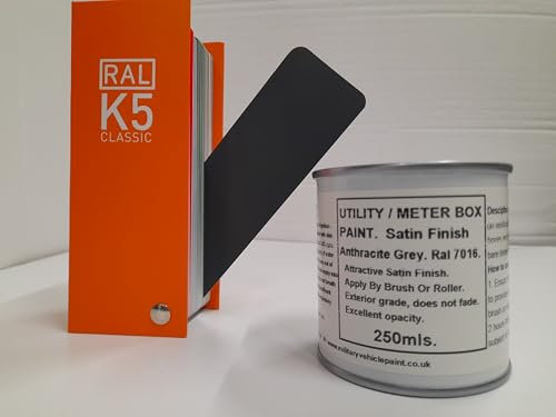 Utility & Meter Box Paint Satin Finish Brush / Roller Applied 13 Colours 4 Sizes (250ml, Anthracite Grey RAL 7016)