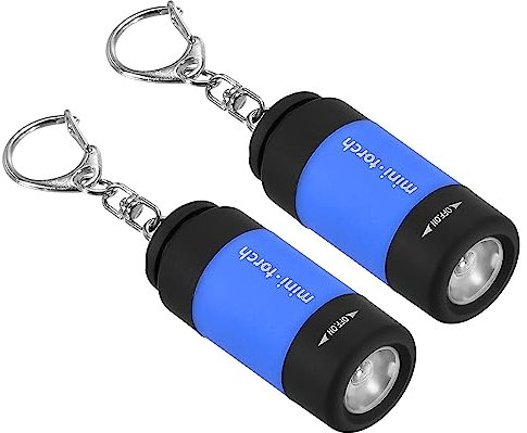 PATIKIL 2.1 Mini Rechargeable LED Keychain Flashlight, 2 Pack EDC Portable Small Torch with USB Charging for Everyday Carry, Light Blue