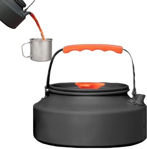 WOTEG Outdoor Camping Kettle - Teapot Kettle for Camping - Efficient Heat Transfer Design Outdoor Cooking Tool - for Travel, Camping, Hiking, and Picnic