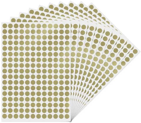 YIKIADA Gold Runde 10 mm Punktaufkleber Selbstklebende Markierungspunkte Wasserdicht Klebepunkte Aufkleber Kleine Farbkodierung Etiketten 2040 Stück