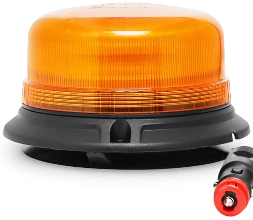 ETUKER Piloto Estroboscópica Luz Rotativo Led NaranjaTractor Magnetico 12v 24v Flash de Emergencia con ECE R65 ECE R10 CE Homologadas
