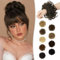 RUWISS Unordentlicher Haarteil 100% Echthaar Rose Dutt für Frauen Echthaar Scrunchies Hochsteckfrisur Haarteile Gelockt Bun Verlängerung（Natürl Braun）
