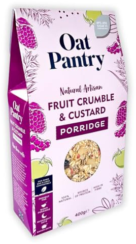 Oat Pantry Fruit Crumble & Custard Porridge Oats, 400g (10 Servings) | 100% Natural, Gluten Free, High in Fibre, Source of Protein, Vegan, No Refined Sugar | Made in UK