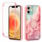 Yoedge Kickstand Phone Case for iPhone 11 6.1,360°Rotatable Magnetic Ring Holder Cases,Full Body Shockproof Silicone Back Cover with Built-in Screen Protector,Pink Marble Pattern for iPhone 11