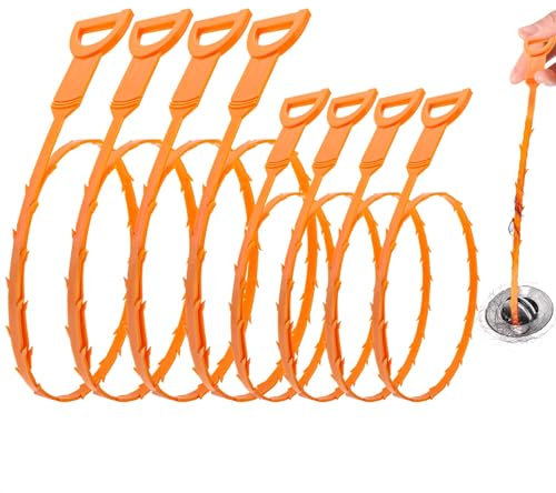 8 Stück 25 Inch/20 Inch Abflussreiniger Spirale, Abflussreiniger Sticks, Wiederverwendbar Rohrreinigungsspirale, Abfluss Reinigungshaken für Kanalisation, Badentwässerung, Küchenspülen