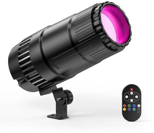 30W Projecteurs Pin Spot 4 en 1 RVBW Éclairage de Scène 4 modes Lampe de Projection avec Télécommande Boule Miroir pour Fêtes Bars Mariages Dance Halls DJ