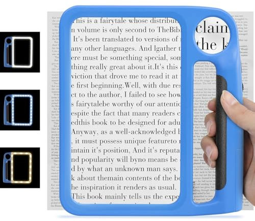 5x Large Handheld Magnifying Glass for Reading Usb Rechargeable, Lightweight Portable Book Magnifier With Light 48 Leds for Elderly Visually Impaired Newspaper, Rectangular Full Page Magnifier
