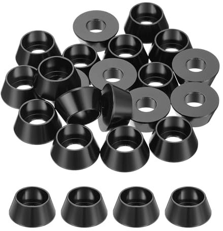 QUARKZMAN Arandelas Cónicas M8, Arandelas de Cabeza de Copa de Aluminio Anodizado para Tornillo Rc/Fpv/Pc/Dron/Accesorios de Modelos Mecánicos, Paquete de 20 (Negro)