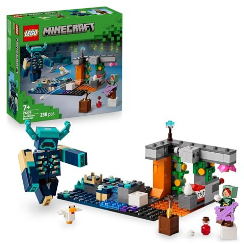 LEGO Minecraft The Warden Encounter - Building Toy with Silent Ranger Minifigure and Posable Mob Figure - TNT Function for Rockfall - Collectible Gift for 7+ Year Old Boys & Gaming Fans - 21274