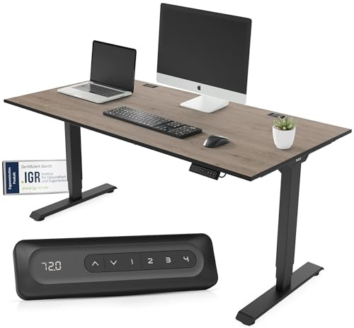 Yaasa Desk Essential 120x80cm, Schreibtisch höhenverstellbar für Homeoffice | Elektrisch höhenverstellbarer Schreibtisch für Büro, Automatikfahrt, verschiedene Größe und Farben, 5 Jahre Garantie