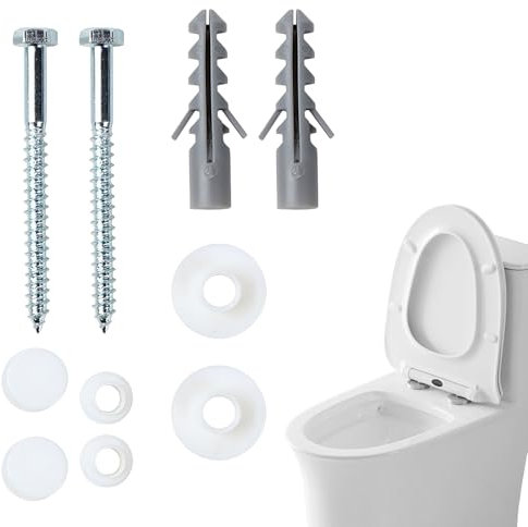 Toilet Fixing Kit, 10 Pcs Toilet Pan Floor Fixing Kit, Universal Toilet Fixing Bolts, Repair Toilet Seat Screws M6 X 70 mm, Toilet Seat Fastener Bolt Kit Accessories for Home Professional Maintenance