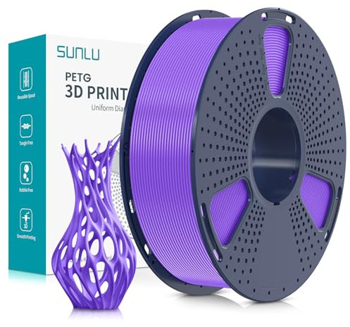 SUNLU PETG Filament 1.75 mm, Hochfestes 3D Drucker Filament PETG, Unübertroffene Haltbarkeit und Flexibilität, 3D Druckfilament 1,75 mm, 1kg Spule, Lavendel Violett