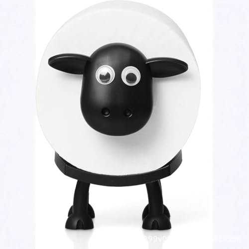 MoFarbe Sheep Toilet Roll Holder - Funny Toilet Paper Holder Free Standing Bathroom Set - 3D Printed Black Sheep Loo Roll Holder - Hilarious Tissue Paper Roll Storage - Cute Bathroom Decor (1)