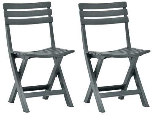 CINDERFUL Gartenstühle 2 STK. Klappbar Kunststoff Grün Gartenmöbel Gartenstühle