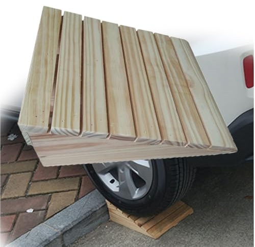 SMELEDFCFK Massivholz Schwellenrampe Für Türen 7-15cm Hohe, Tragbare Bordsteinrampe Stufenrampe, Holz Rollstuhlrampe Für Haustür/Stufen/Treppen(30x31x8cm/12x12.2x3in)