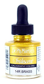 Dr. Ph. Martin's Iridescent Calligraphy Color (14R) Ink Bottle, 1.0 oz, Brass, 1 Bottle