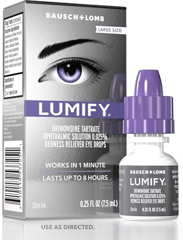 LUMIFY Eye Drops for Red Eyes, Redness Reliever for Brighter Looking Eyes, Works in 1 Minute & Lasts Up to 8 Hours, Eye Drops, 0.25 Fl Oz (7.5mL)