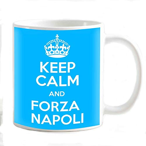 My Cust Tazza Mug Napoli Personalizzabile Keep calm forza Azzurri, adatta a Napoli