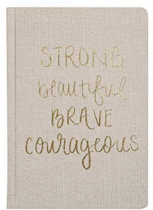 SWEET WATER DECOR Niedliches motivierendes liniertes Kompositions-Notizbuch für Frauen, 100 linierte Seiten zum Schreiben, Tagebuch mit inspirierendem Stoffeinband (Strong Beautiful Brave Courageous)