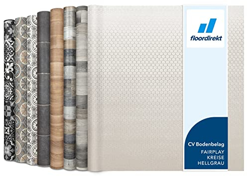 Floordirekt CV Belag Fairplay - abriebfester PVC Bodenbelag Meterware - 2 Farben (200 x 200 cm, Weiß)
