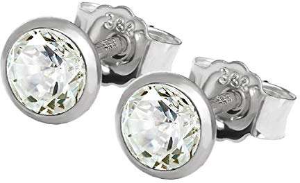 NKlaus Paar Ohrstecker 5,0mm Weißgold 333 8 Karat Gold Ohrringe Kristall Zirkonia Weiß Weiß Damen Herren Ohrstecker
