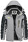 KEFITEVD Skijacke Herren Warm Winterjacke Thermo Übergangsjacke Herbst Winter Regenjacke Atmugnsaktiv Softshelljacke Männer Jacke Hellgrau 2XL