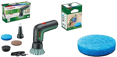 Brosse de Nettoyage Bosch - UniversalBrush (livrée avec 1 Batterie, 1 câble USB et 4 Accessoires) + 3X Tampon Anti-Rayures en Microfibre