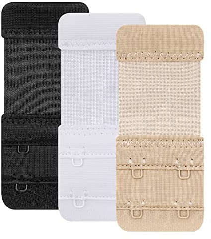 YARBAR Bra Extenders 2 Hooks Comfortable Stretchy Bra Extension Strap (3 Pieces, 2 Hook, 1.9cm(3/4 inch))