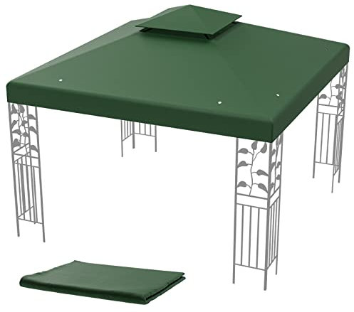 COSTWAY Toldo de Recambio para Cenador de 2 Pisos de 300 cm x 300 cm, Toldo con Hebillas de Aluminio, Ganchos y Cierres, Cubierta de Carpa Cuadrada, Cubierta de Pabellón de Poliéster (Verde)