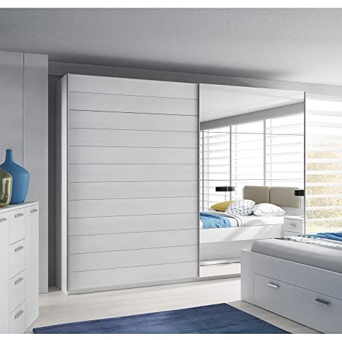 Lomadox Schwebetürenschrank Schlafzimmer 270 cm Breite in Abisko Eiche Nb. mit fühlbarerer Struktur, B/H/T: ca. 270/210/61 cm