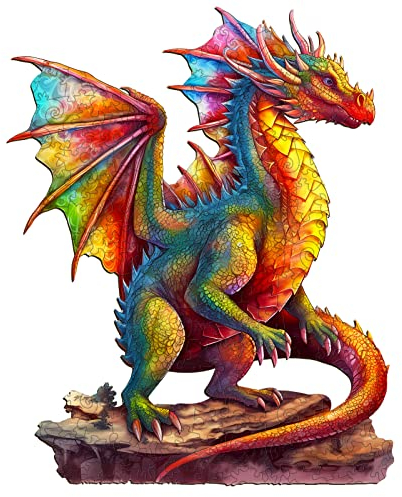 Holzpuzzle Erwachsene, 270 Teile Drachen Puzzles, 40x32cm Wood Puzzle, Unregelmäßige Einzigartige Tierform Holzpuzzles für Erwachsen, Schön Geschenk für Familie Freunde