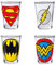 Silver Buffalo DC Comics Mini-Gläser mit Superhelden-Logos, 4 Stück, mit Flash, Superman, Wonder Woman und Batman, 42,5 g