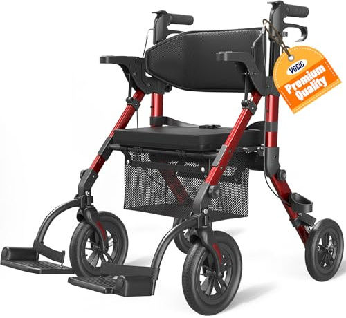 VOCIC Z51 Walker for Seniors, 2 in 1 Walker Wheelchair Combo, All Terrain