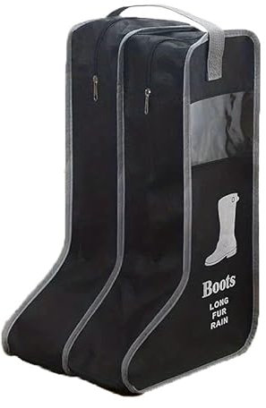 BSLVWG Boot Storage Bag, Portable Dustproof Short and Tall Boots Storage With Transparent Window, Shoe Sleeves for Travel, Hunting, Hiking, Fishing Carry Bags for Men & Women (Black, Tall)